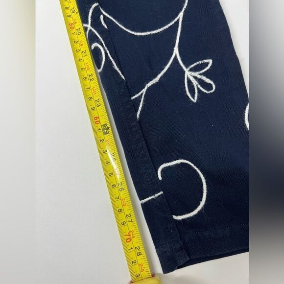HUE Navy Blue Pants with Pattern Embroidered Size S - Picture 9 of 13